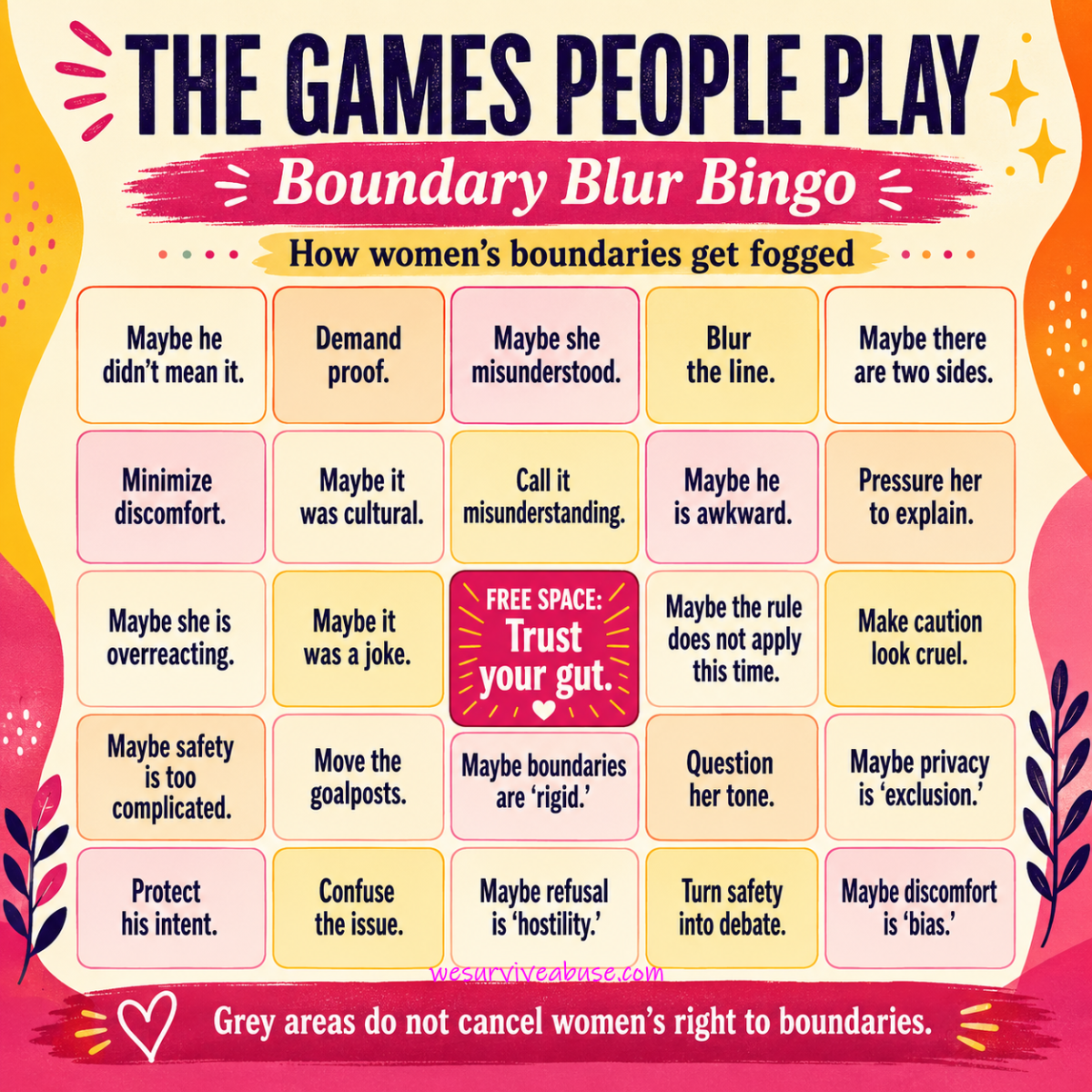 Boundary Blur Bingo: The Games People Play with Women’s Safety
