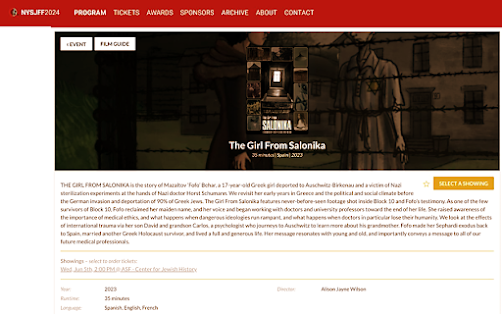 New York Sephardic Jewish Film Festival: The Girl From Salonika New York Sephardic Jewish Film Festival: The Girl From Salonika